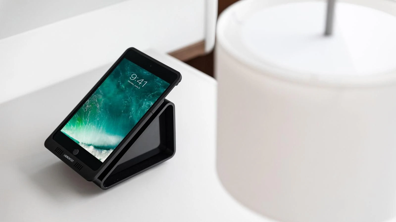 a black cell phone aboard NAAV Yacht for Sale