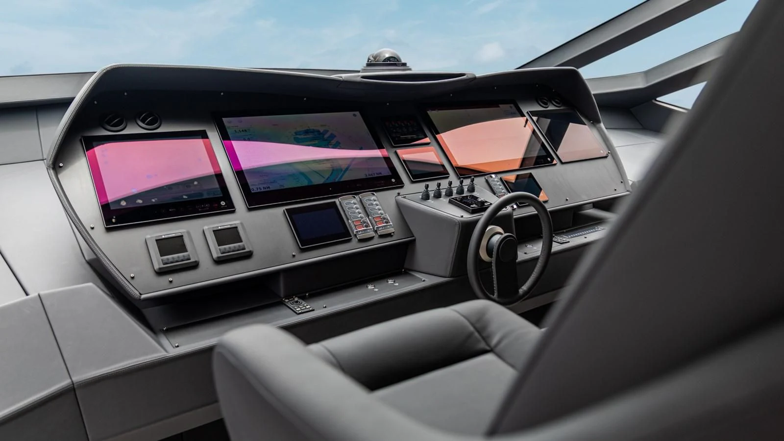 the interior of a car aboard NAAV Yacht for Sale