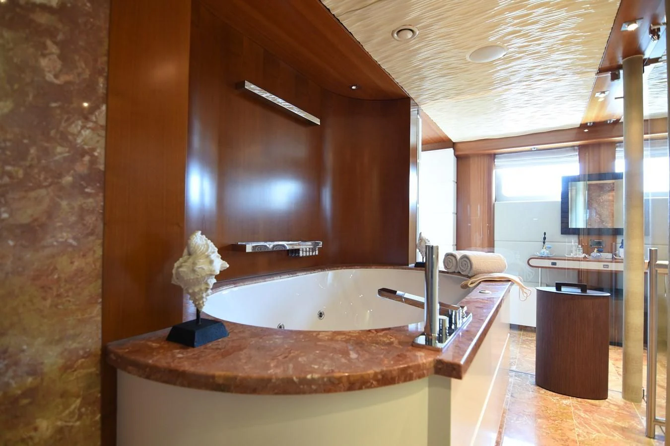 a bathroom with a large bathtub aboard LIFE SAGA Yacht for Sale