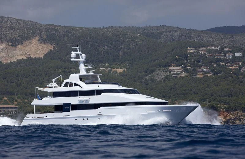 a yacht on the water aboard LIFE SAGA Yacht for Sale