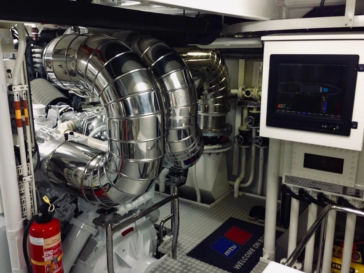 a large machine with a large metal cylinder aboard LIFE SAGA Yacht for Sale