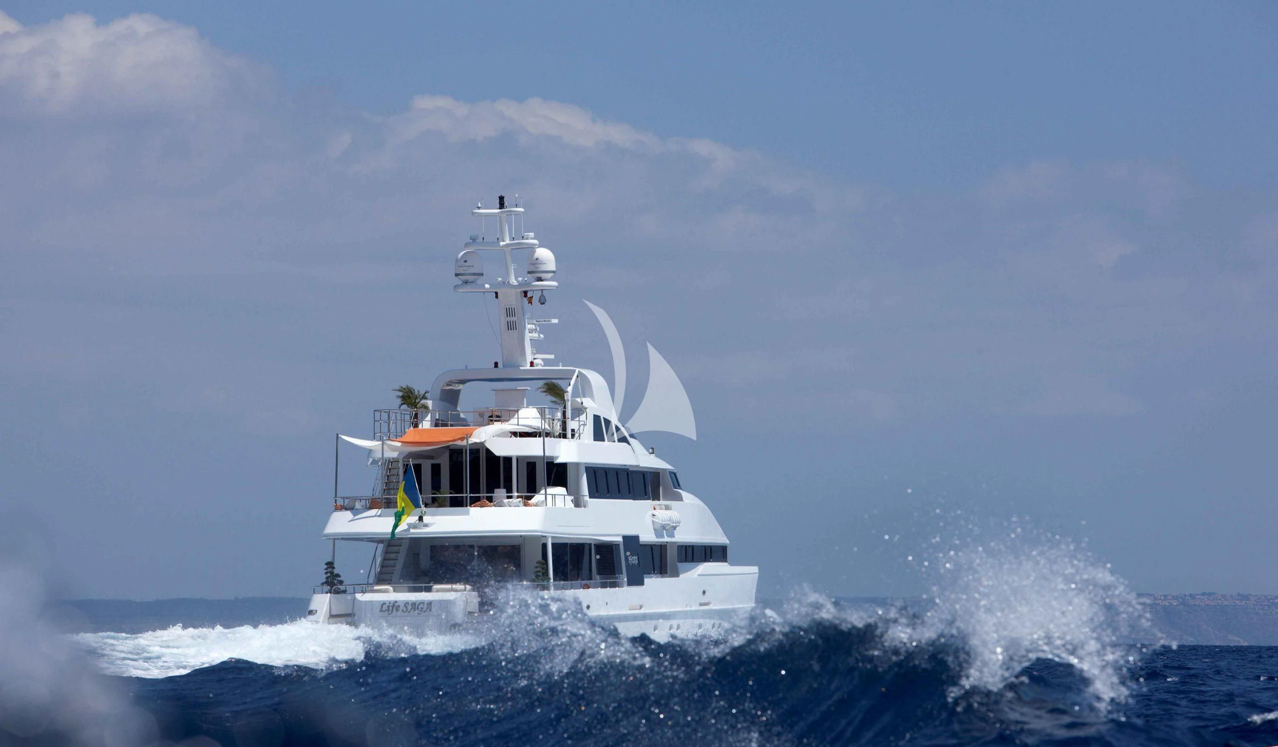 a boat on the water aboard LIFE SAGA Yacht for Sale