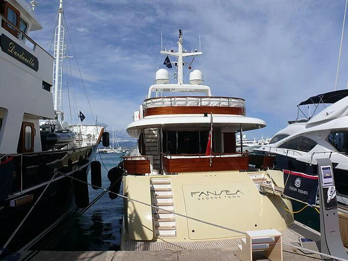 a boat docked at a pier aboard CARPE DIEM Yacht for Sale