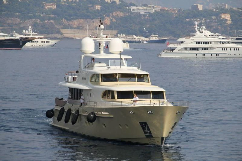 a large ship in the water aboard CARPE DIEM Yacht for Sale