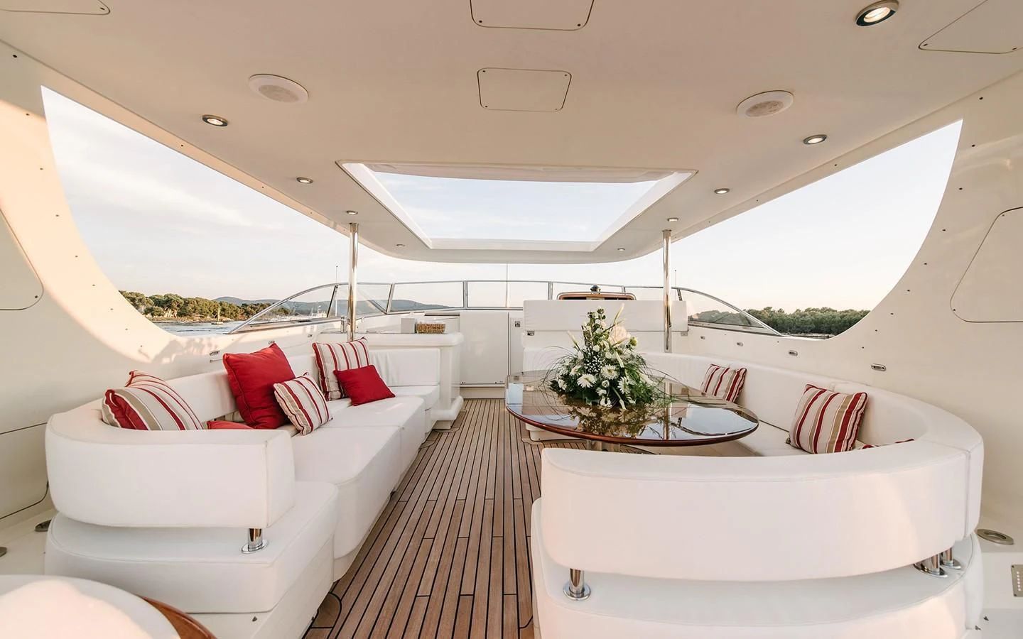 a room with a couple of beds aboard CARPE DIEM Yacht for Sale