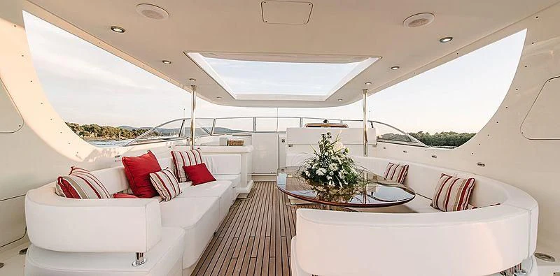 a room with a couch and a table aboard CARPE DIEM Yacht for Sale