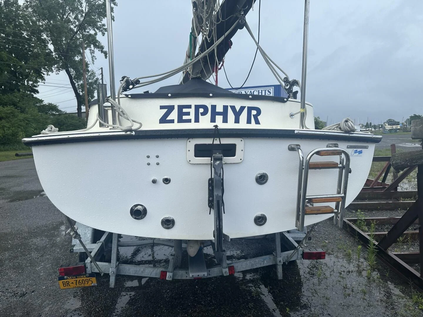 a boat on a trailer aboard ZEPHYR Yacht for Charter
