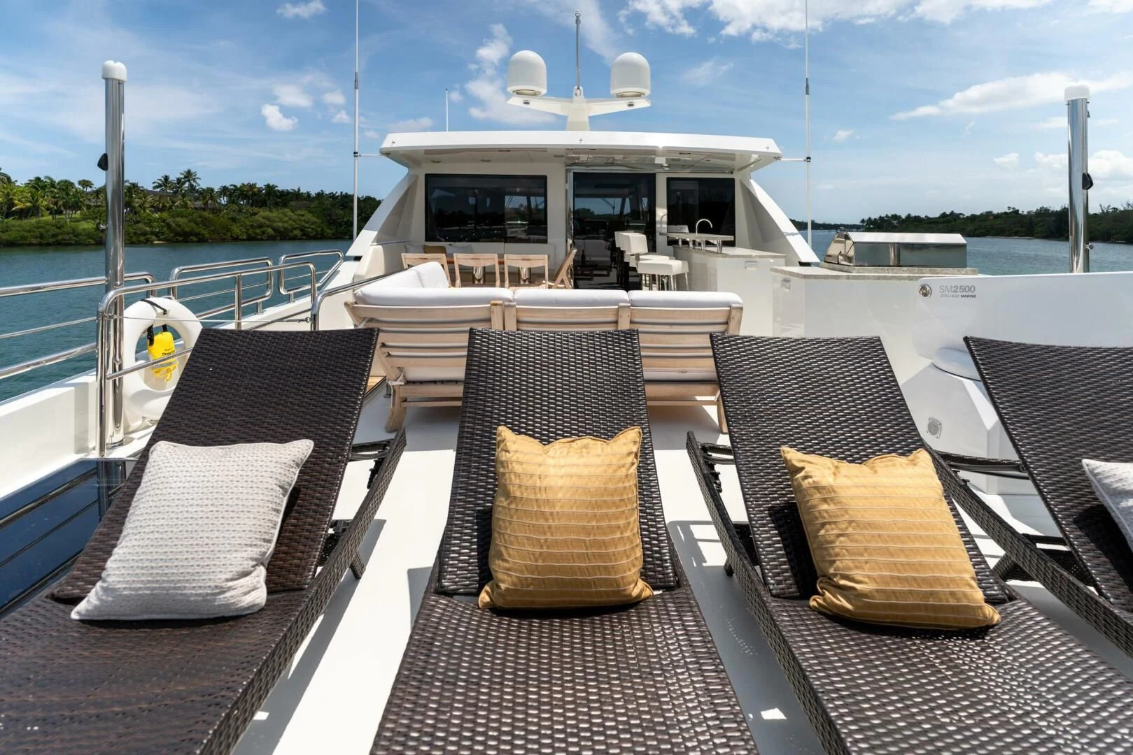 a table with chairs and napkins on it aboard ZEPHYR Yacht for Charter