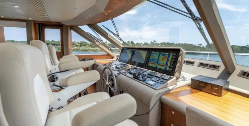 inside of a car aboard ZEPHYR Yacht for Charter