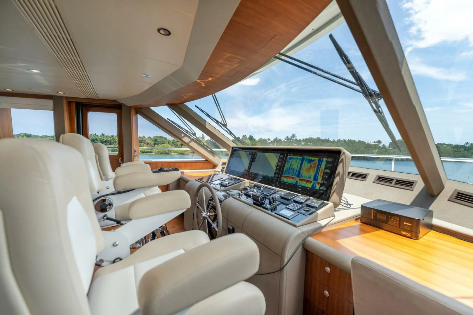 inside of a car aboard ZEPHYR Yacht for Charter