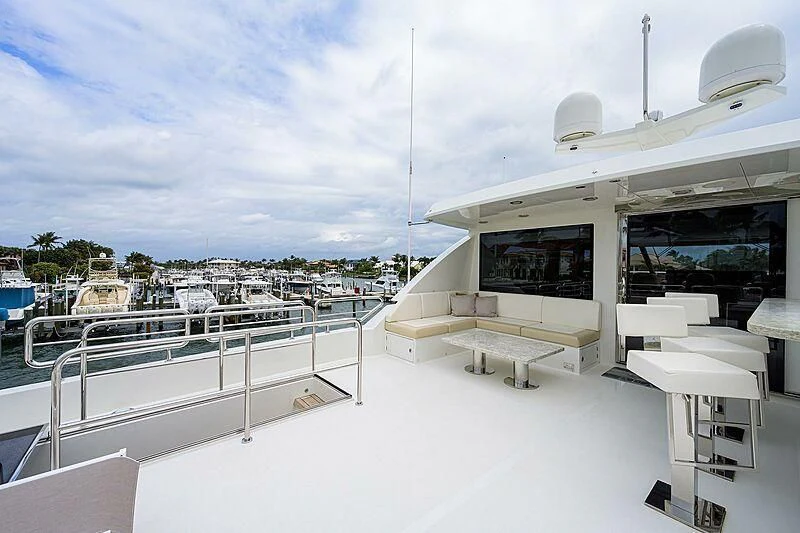 a white building with white rooftops aboard ZEPHYR Yacht for Charter