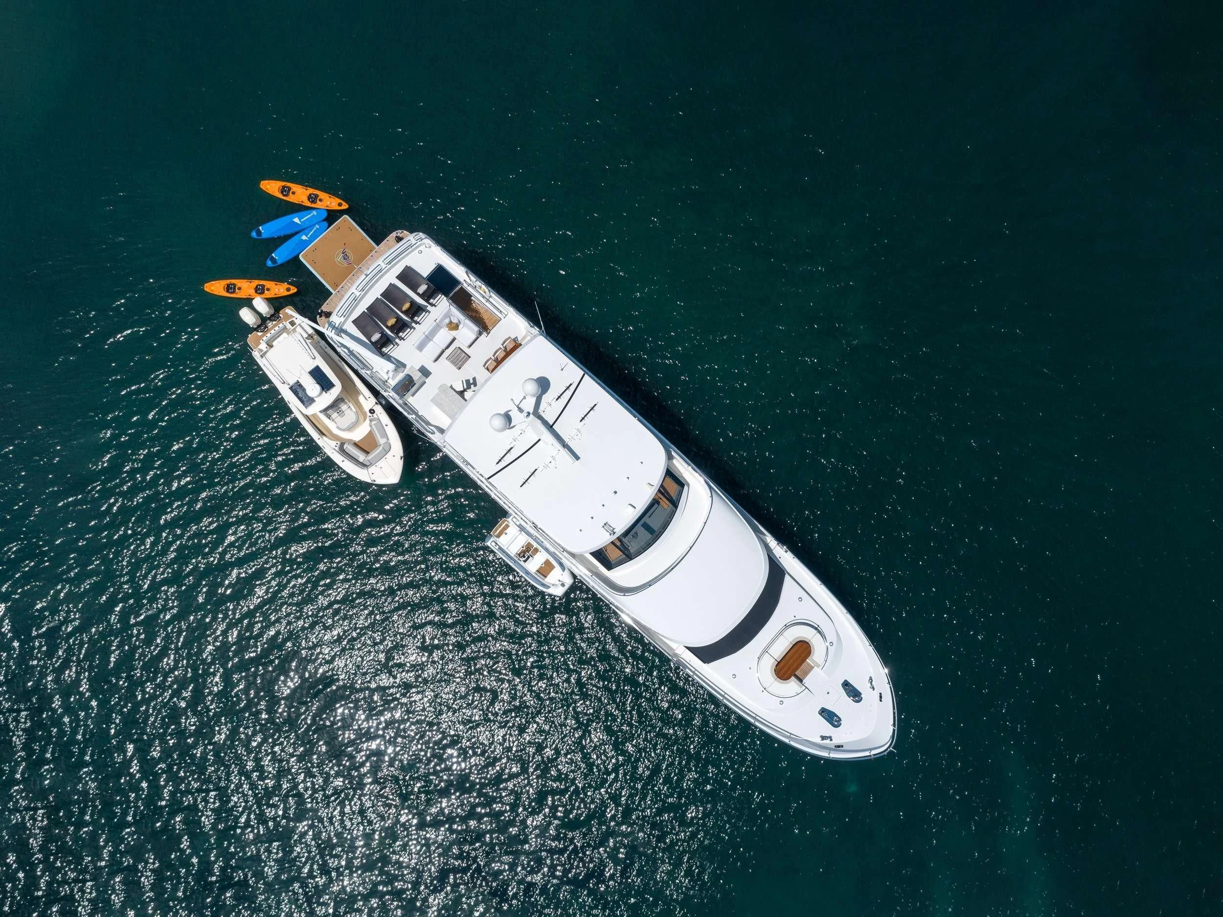 a space ship in the water aboard ZEPHYR Yacht for Charter