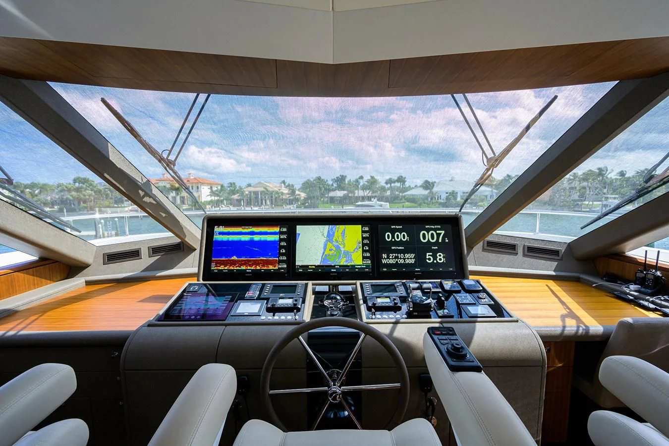 inside of a vehicle with screens aboard ZEPHYR Yacht for Charter