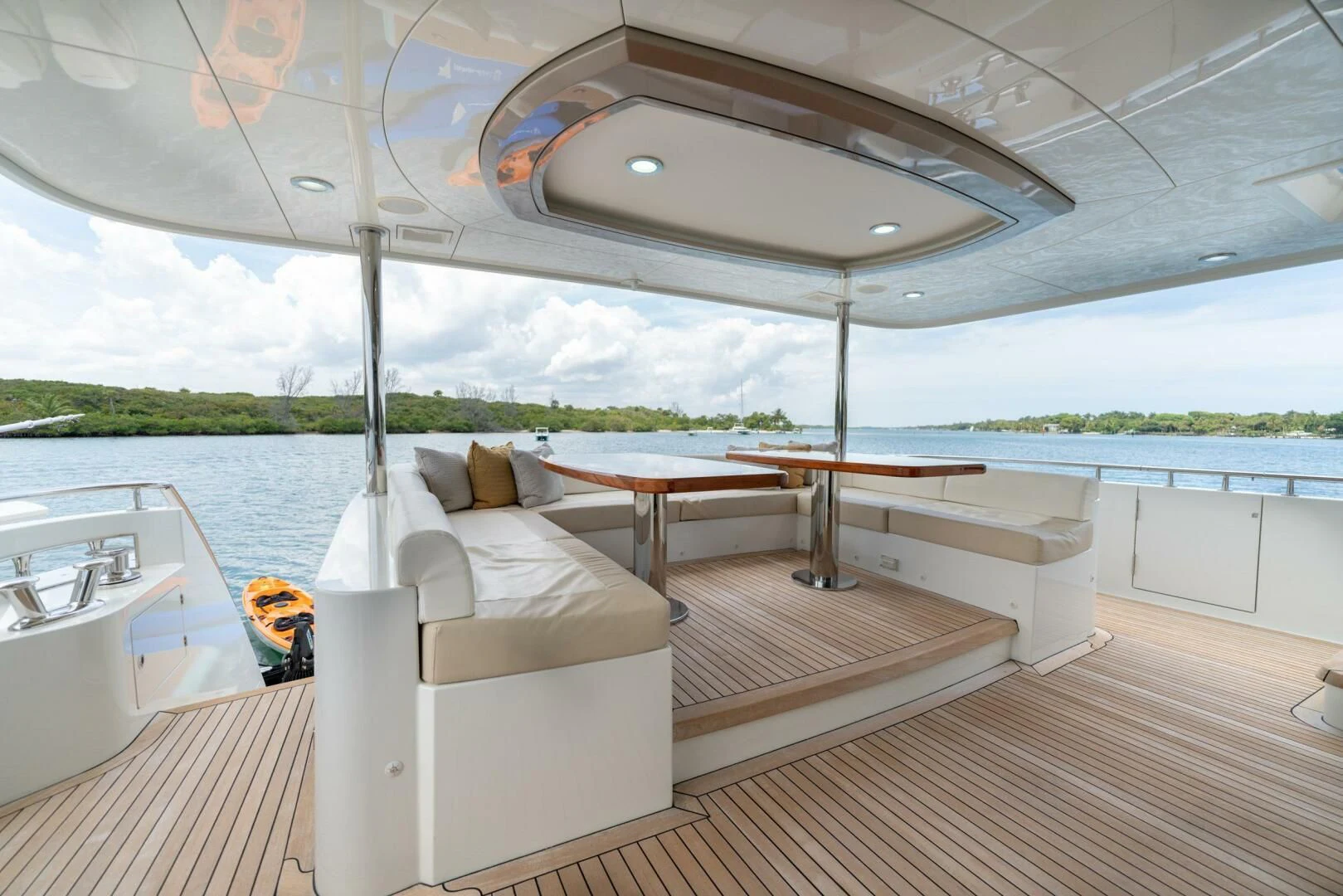 a room with a table and chairs aboard ZEPHYR Yacht for Charter