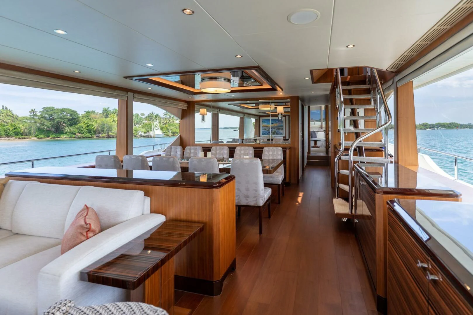 a room with a couch and a table and chairs aboard ZEPHYR Yacht for Charter