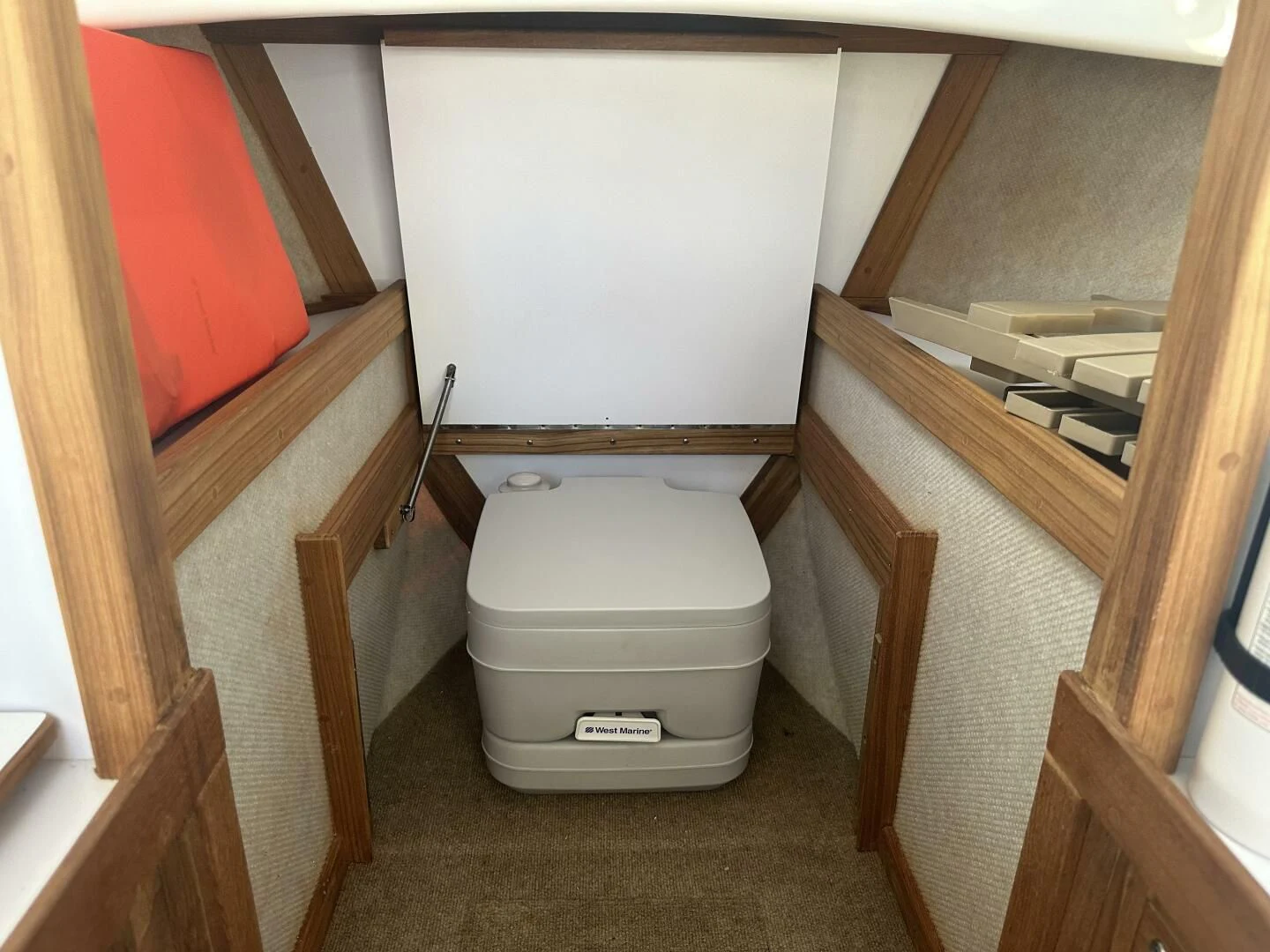 a toilet in a bathroom aboard ZEPHYR Yacht for Charter