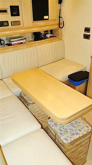 a wooden box on a shelf aboard PRATA DO LYS Yacht for Sale