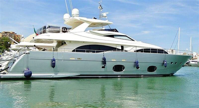 a white yacht in the water aboard PRATA DO LYS Yacht for Sale