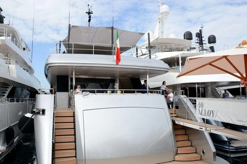 a group of people on a boat aboard LADY A Yacht for Sale