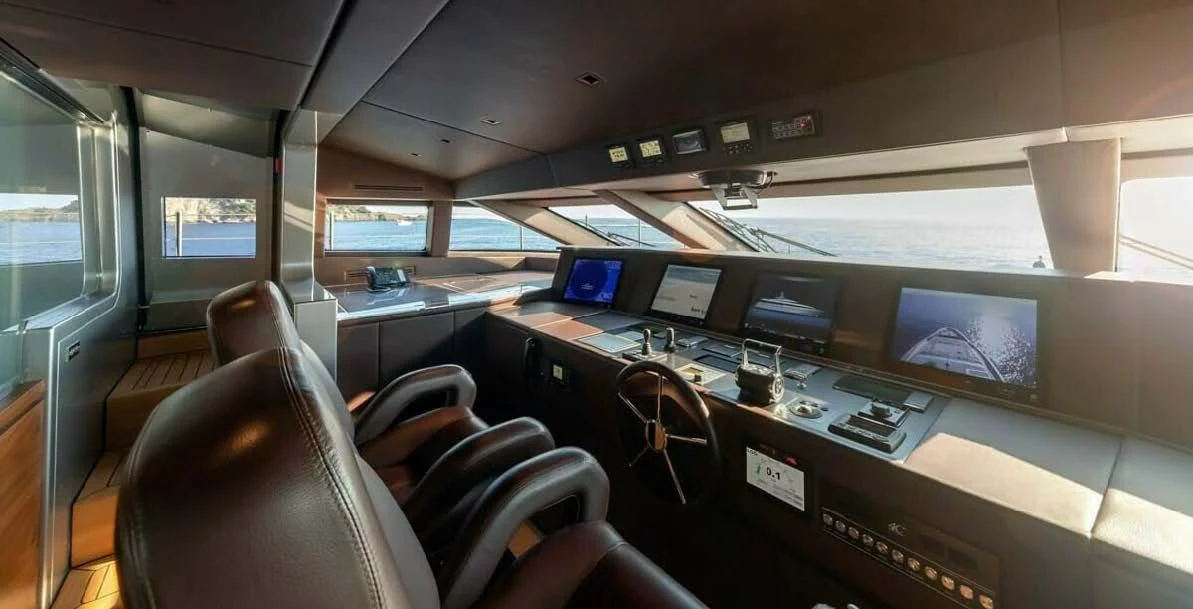 inside of a vehicle with computers aboard LADY A Yacht for Sale