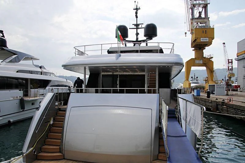 a boat docked at a dock aboard LADY A Yacht for Sale