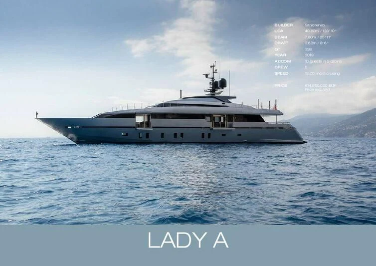 a boat in the water aboard LADY A Yacht for Sale