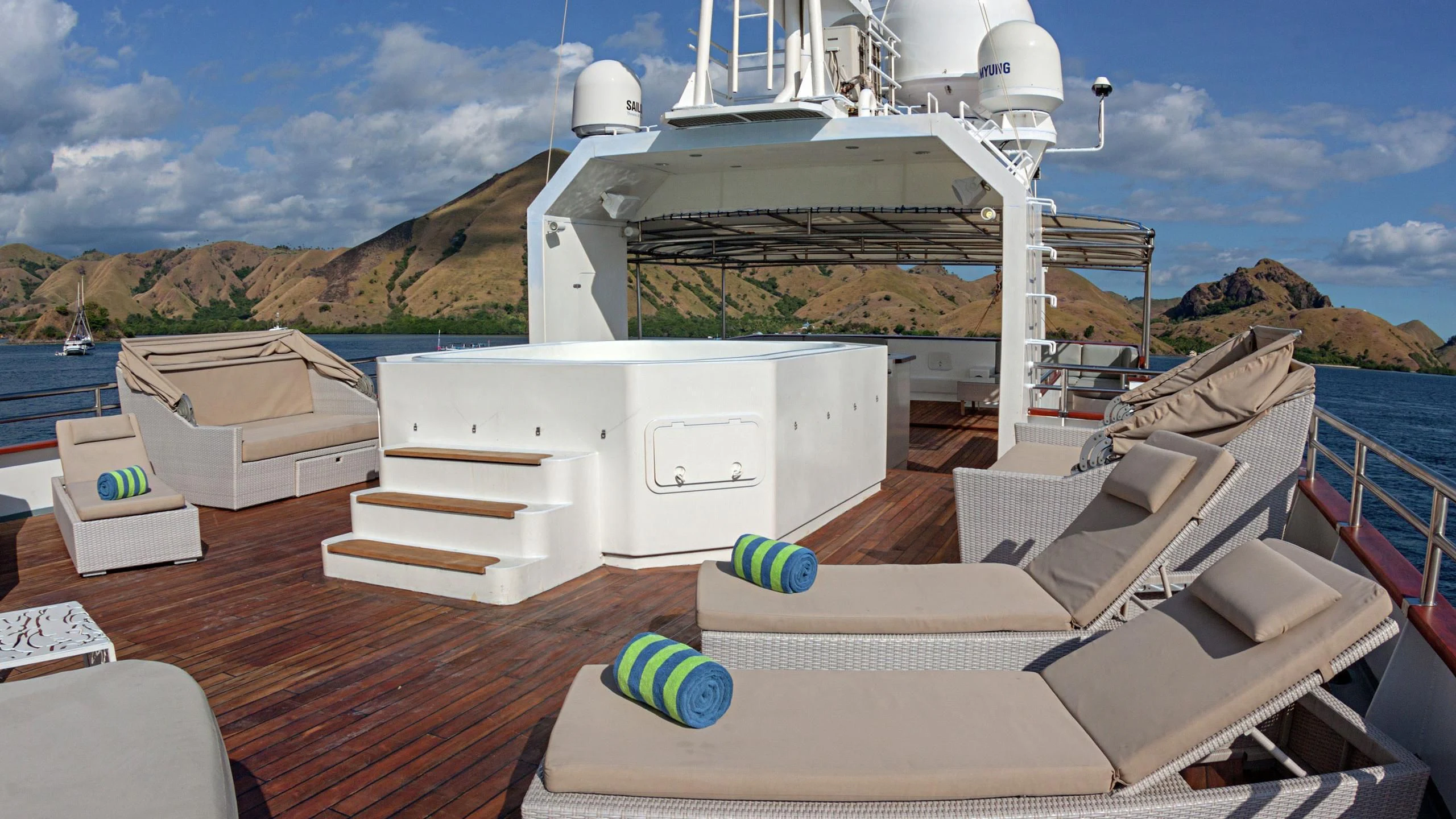 a boat on a deck aboard SALILA Yacht for Sale