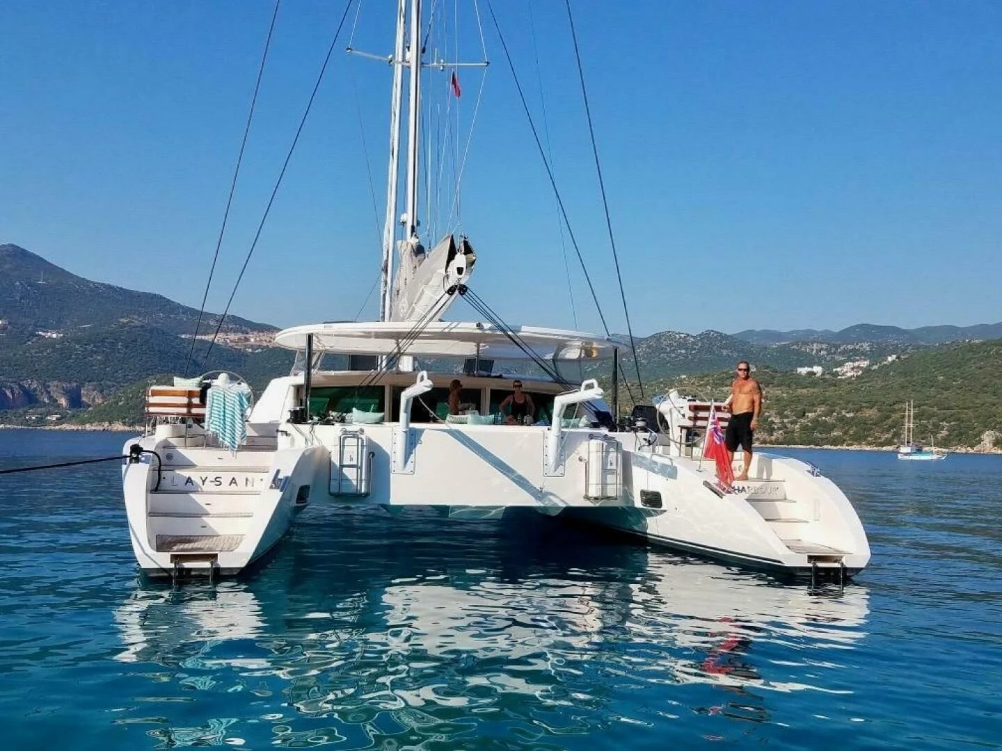 a boat with people on it aboard LAYSAN Yacht for Sale