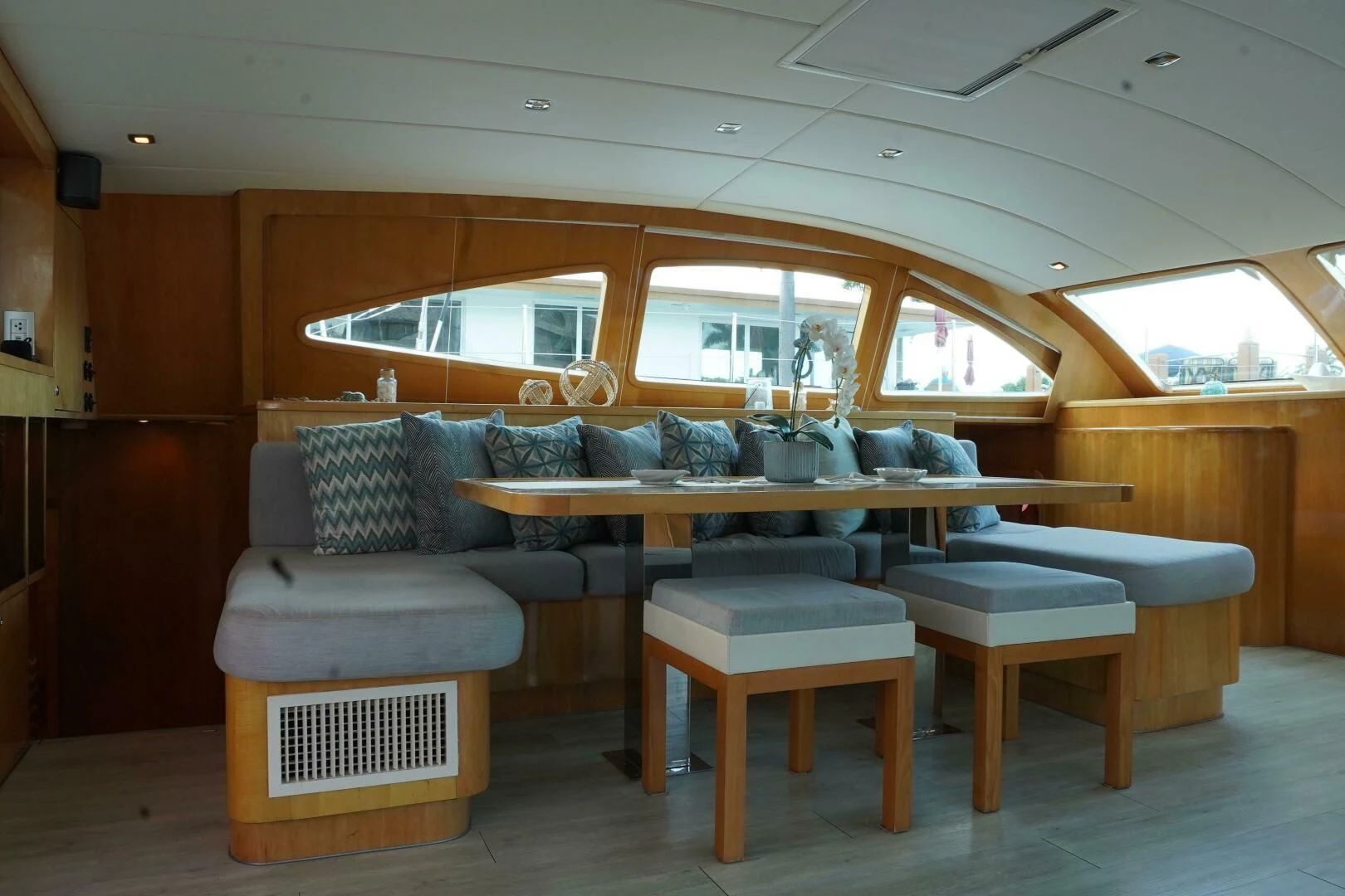 a room with a couch and a table aboard LAYSAN Yacht for Sale