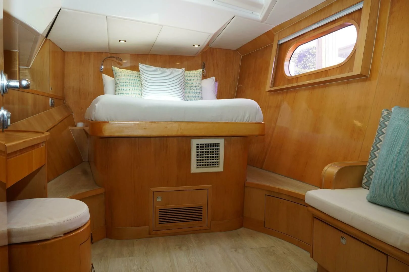 a small cabin with a bed aboard LAYSAN Yacht for Sale