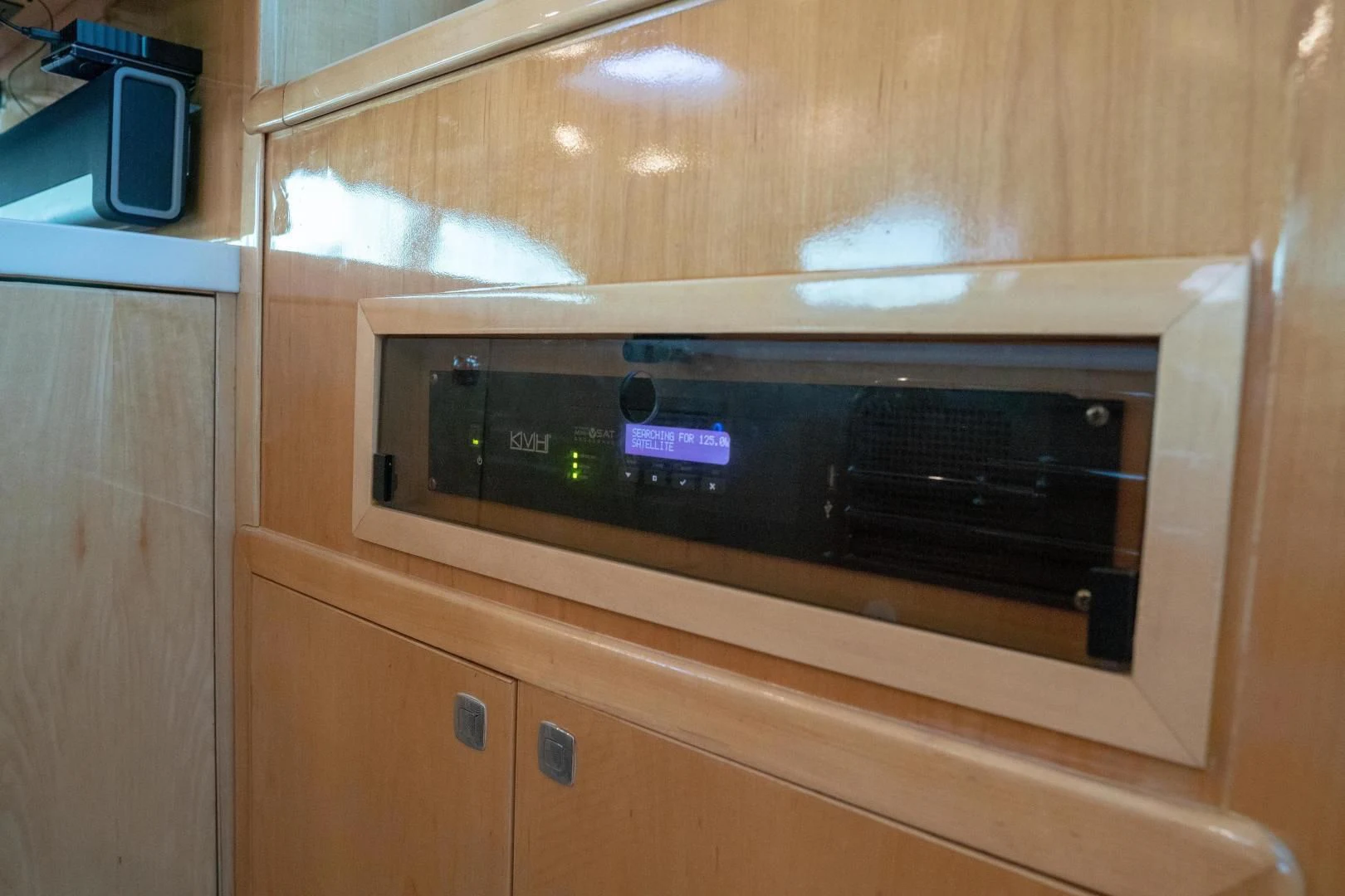 a microwave oven in a cabinet aboard LAYSAN Yacht for Sale