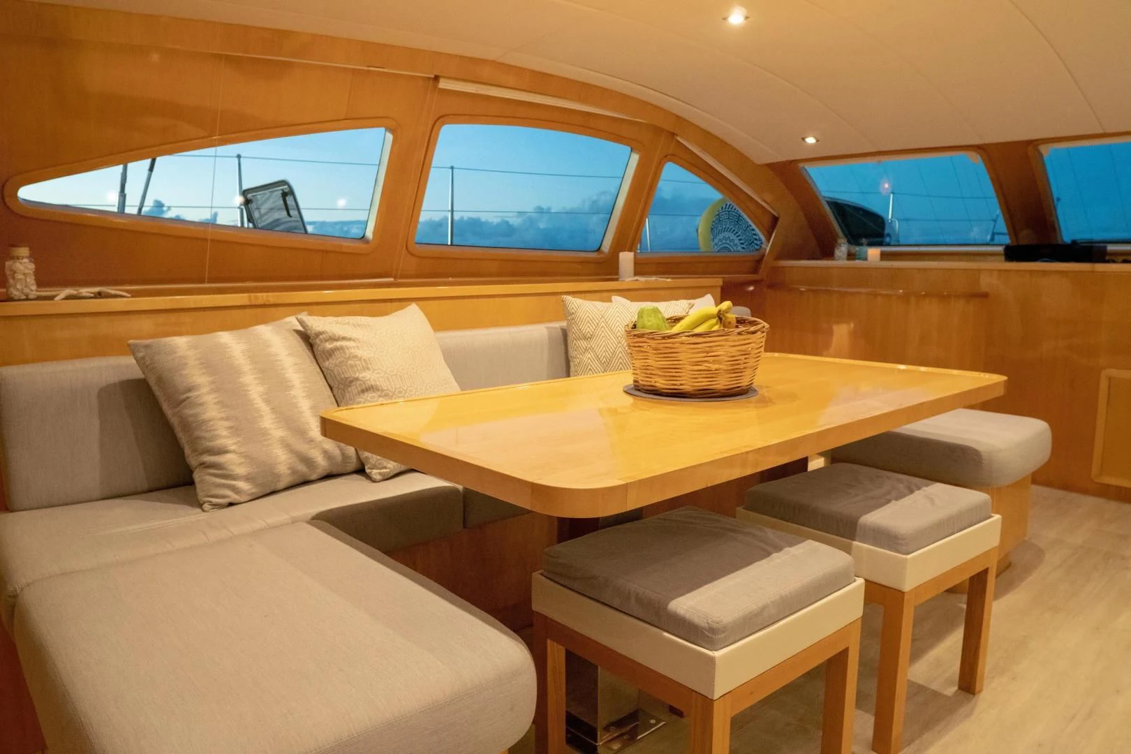 a room with a couch and a table aboard LAYSAN Yacht for Sale