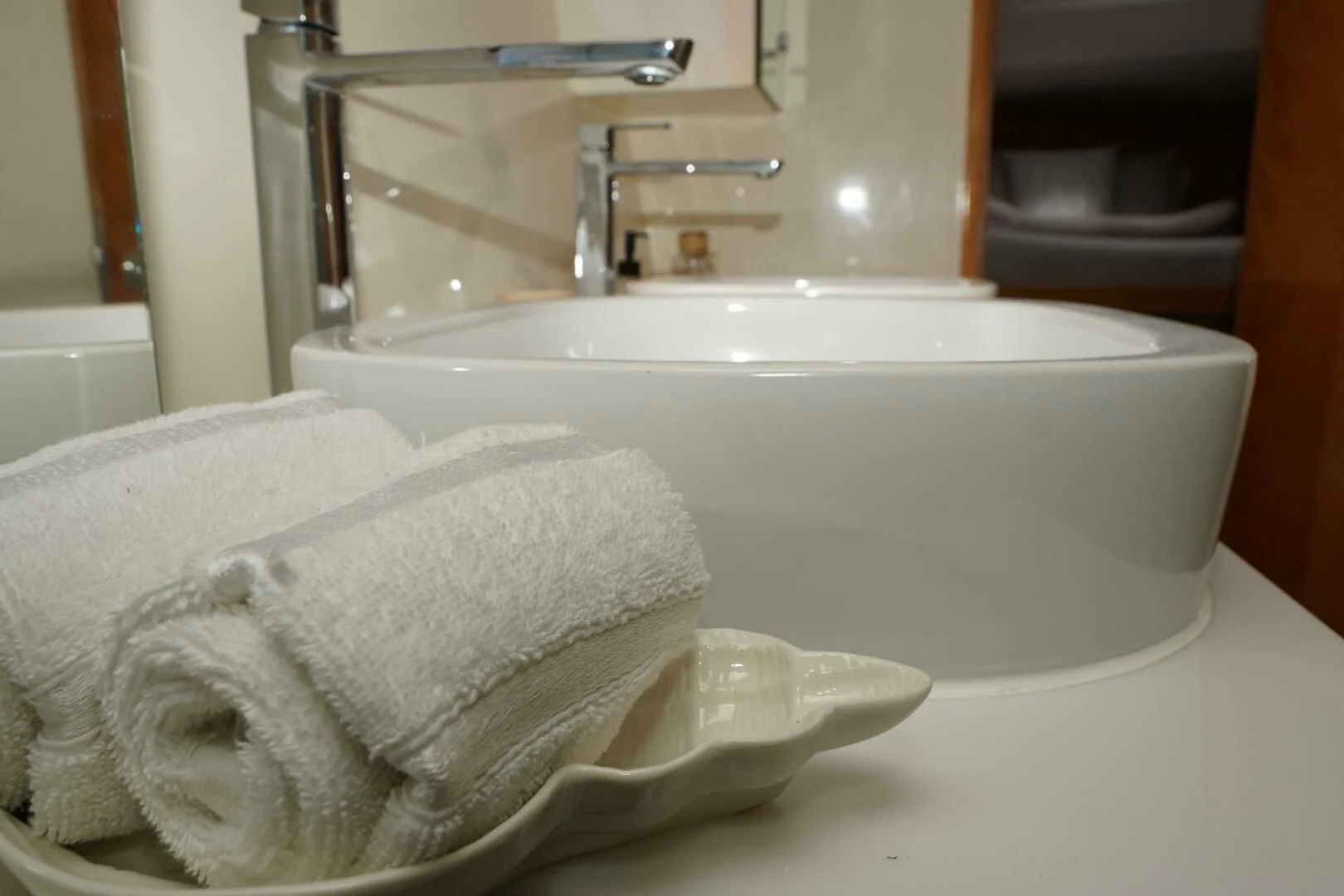 a sink with a towel aboard LAYSAN Yacht for Sale