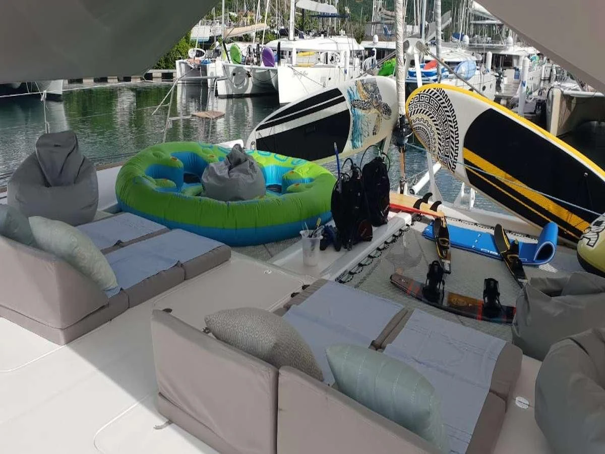 a boat with a person on it aboard LAYSAN Yacht for Sale
