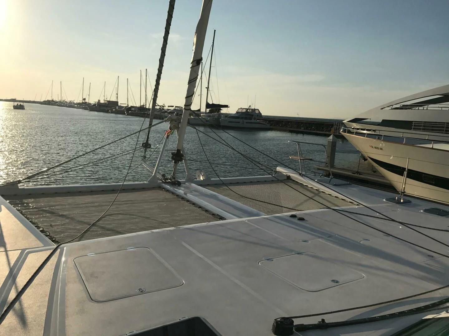 a group of boats are parked on the dock aboard LAYSAN Yacht for Sale