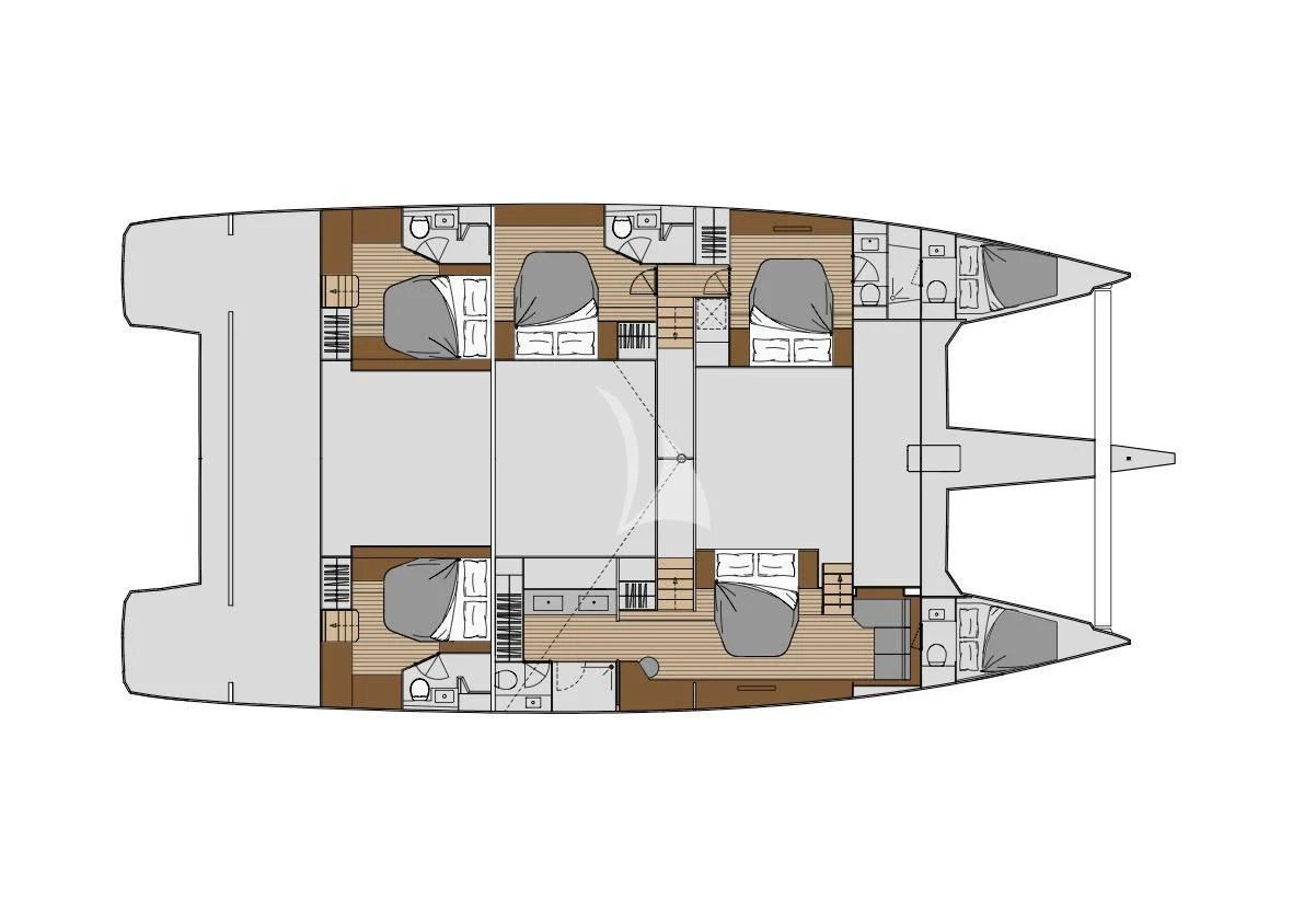 a floor plan of a house aboard DOLLY Yacht for Charter