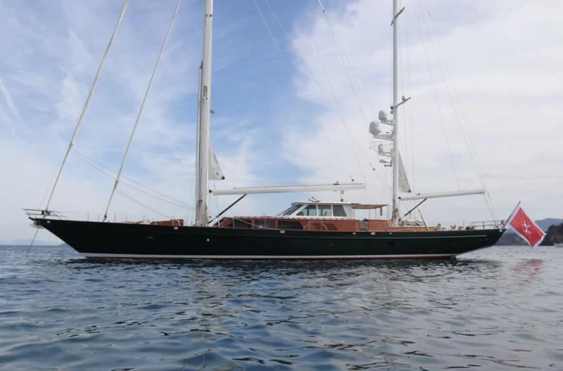 a boat in the water aboard KEEWAYDIN Yacht for Sale