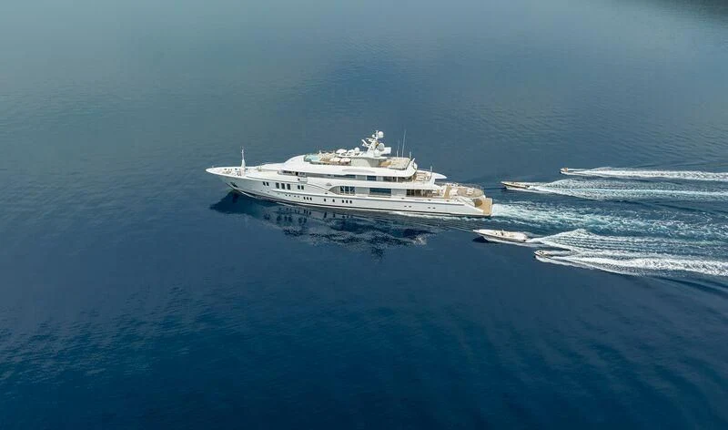 a large white ship in the ocean aboard LADY VERA Yacht for Sale