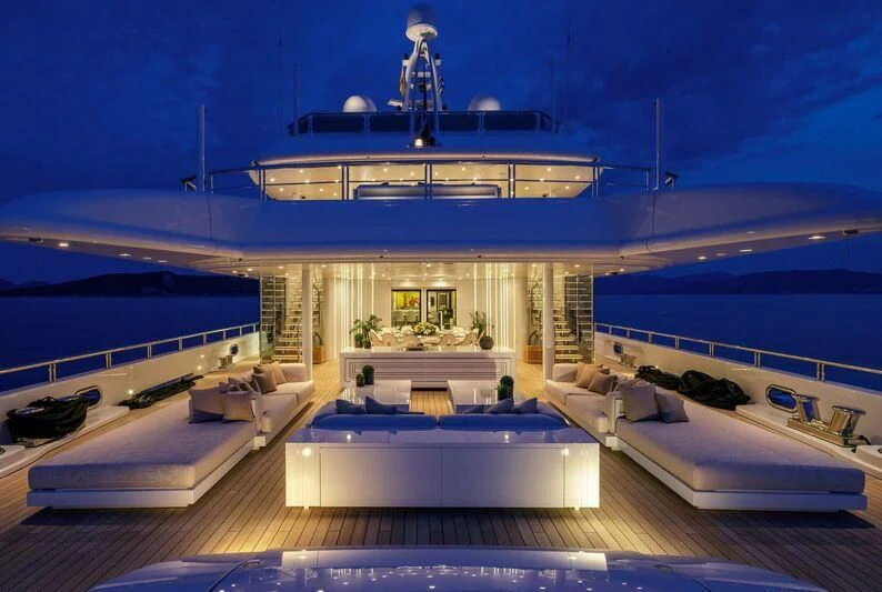 a large room with a pool aboard LADY VERA Yacht for Sale