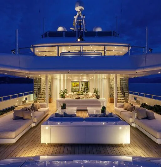 a modern looking living room aboard LADY VERA Yacht for Sale