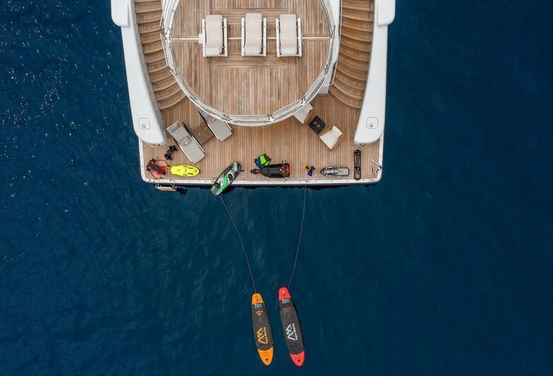 a boat with a boat on it aboard LADY VERA Yacht for Sale