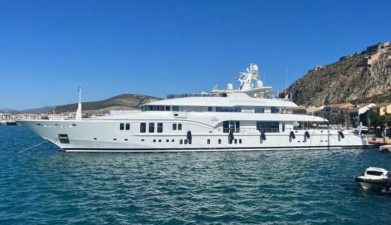 a large white yacht aboard LADY VERA Yacht for Sale