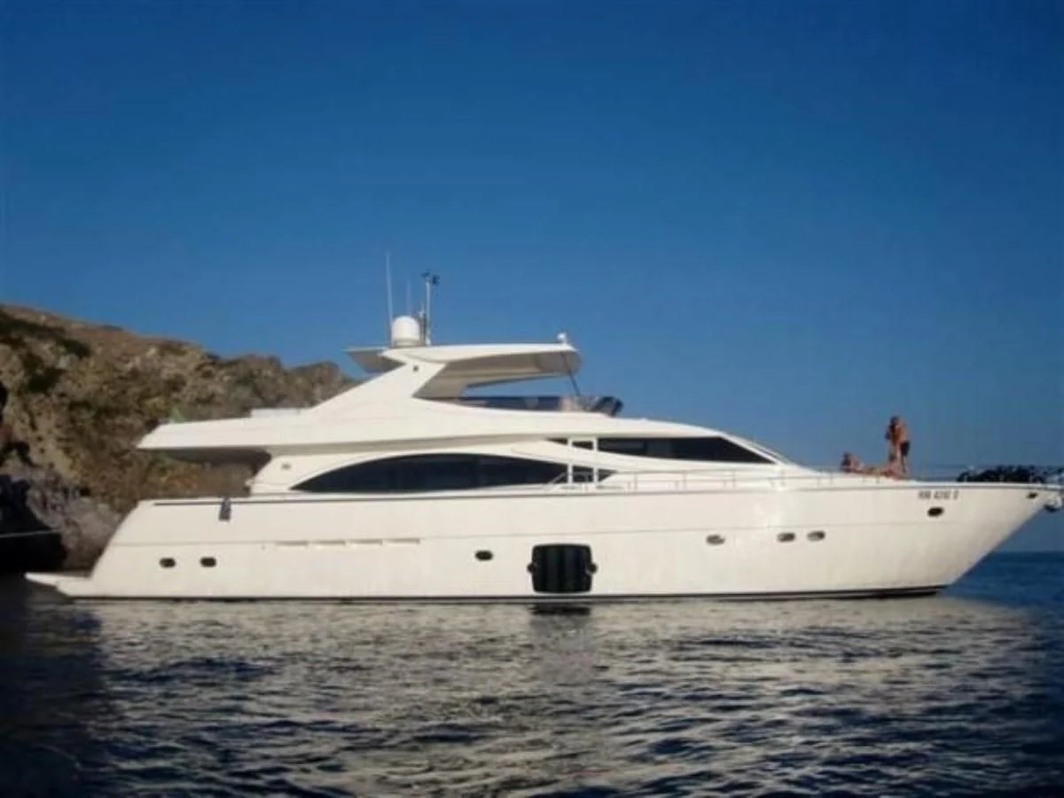 a white yacht on the water aboard 83' FERRETTI 830 Yacht for Sale