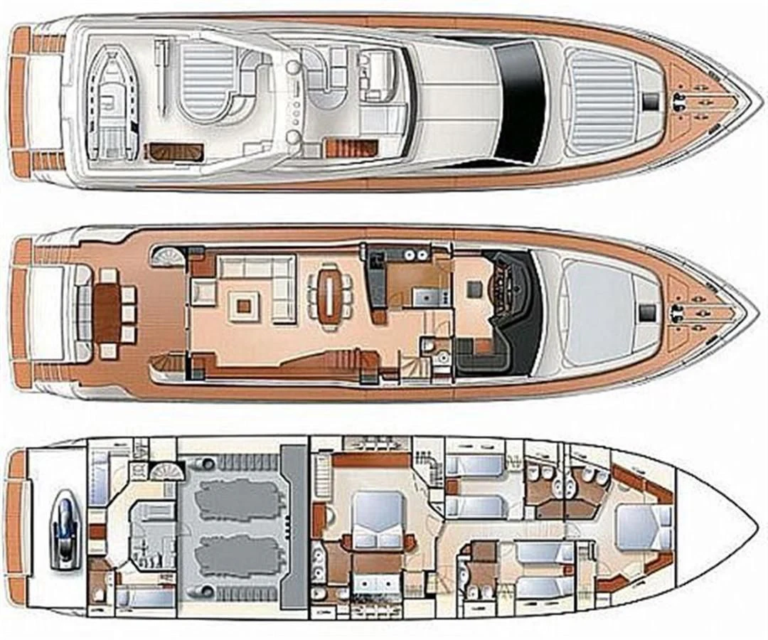 diagram, engineering drawing aboard 83' FERRETTI 830 Yacht for Sale