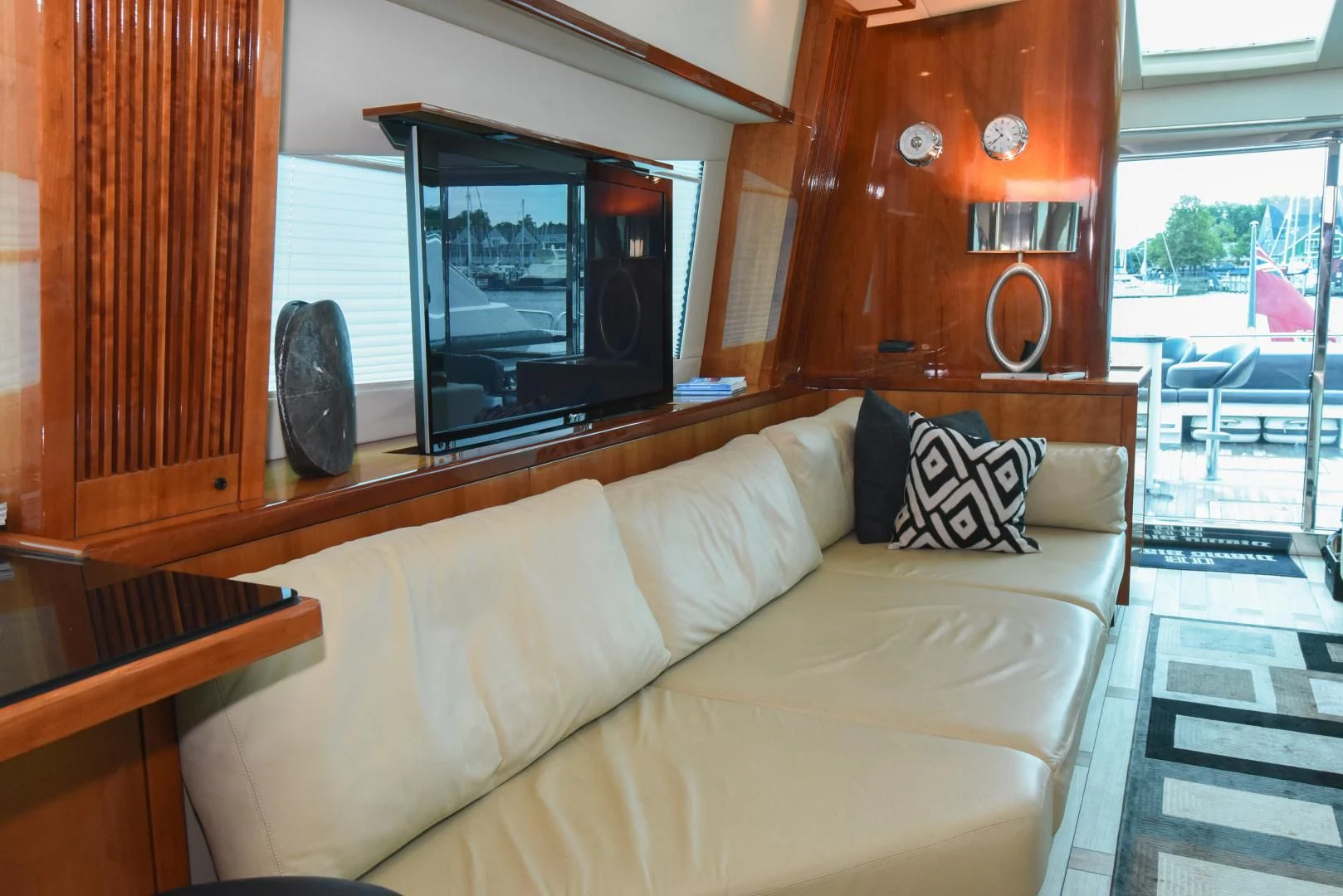a couch in a living room aboard DIABLO BLANCO Yacht for Sale