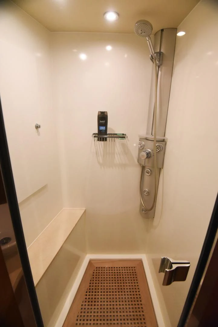 a shower with a glass door aboard DIABLO BLANCO Yacht for Sale