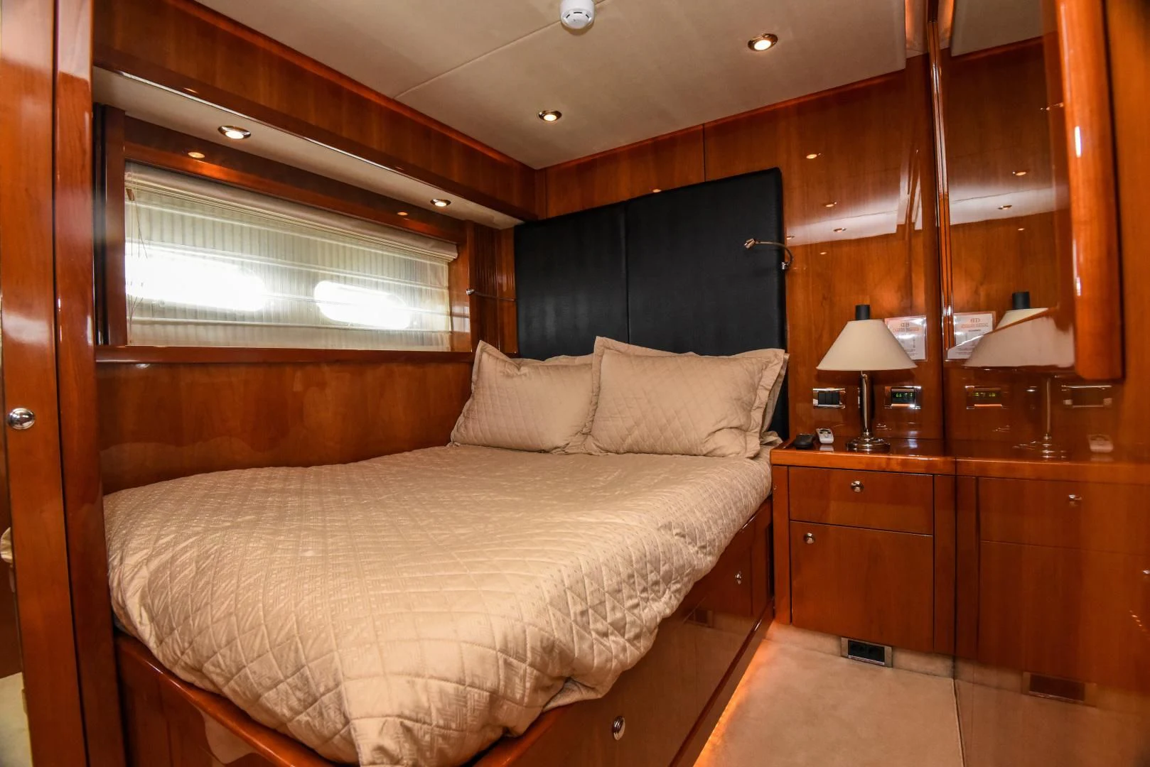 a bed in a room aboard DIABLO BLANCO Yacht for Sale