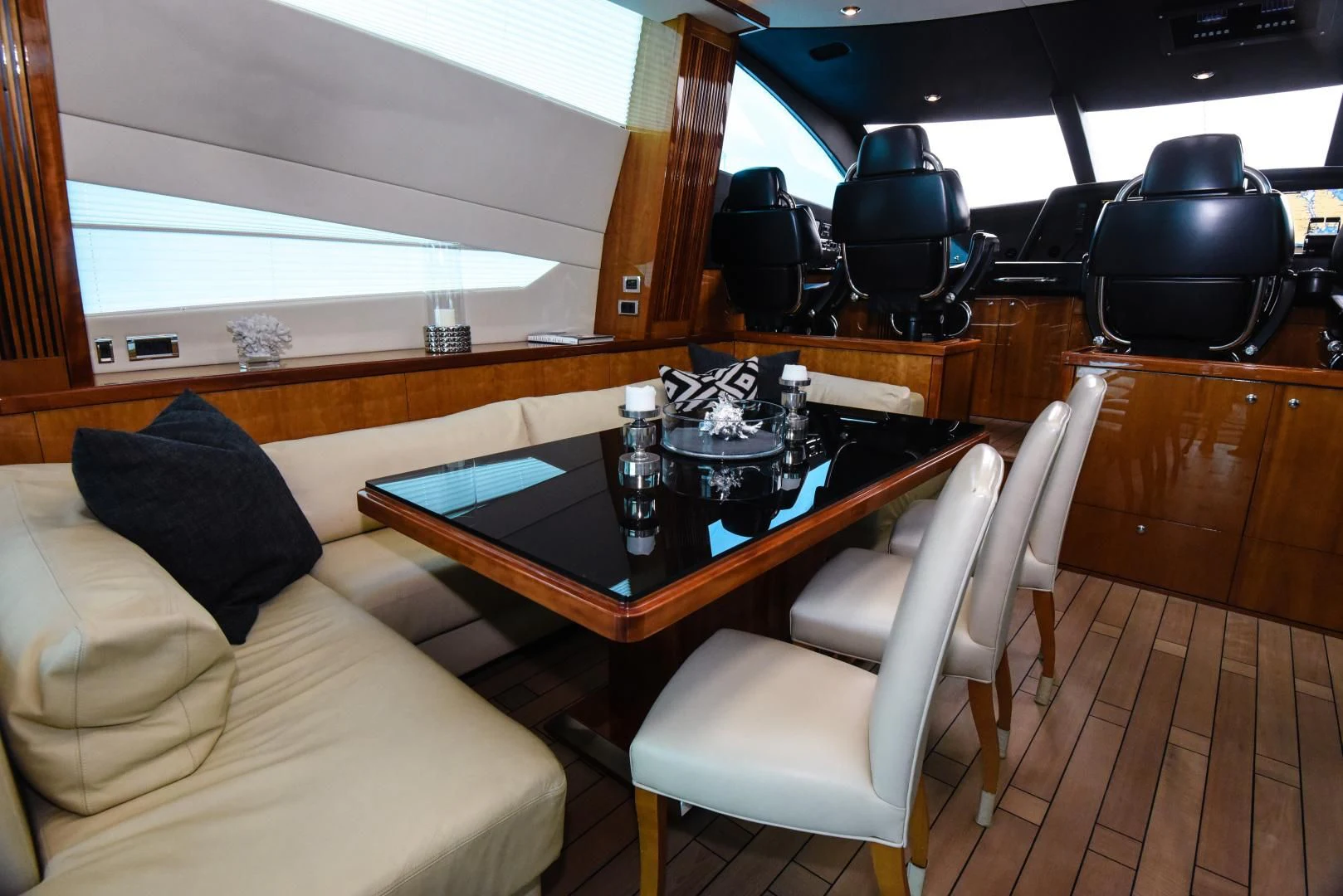 a table and chairs in a room aboard DIABLO BLANCO Yacht for Sale