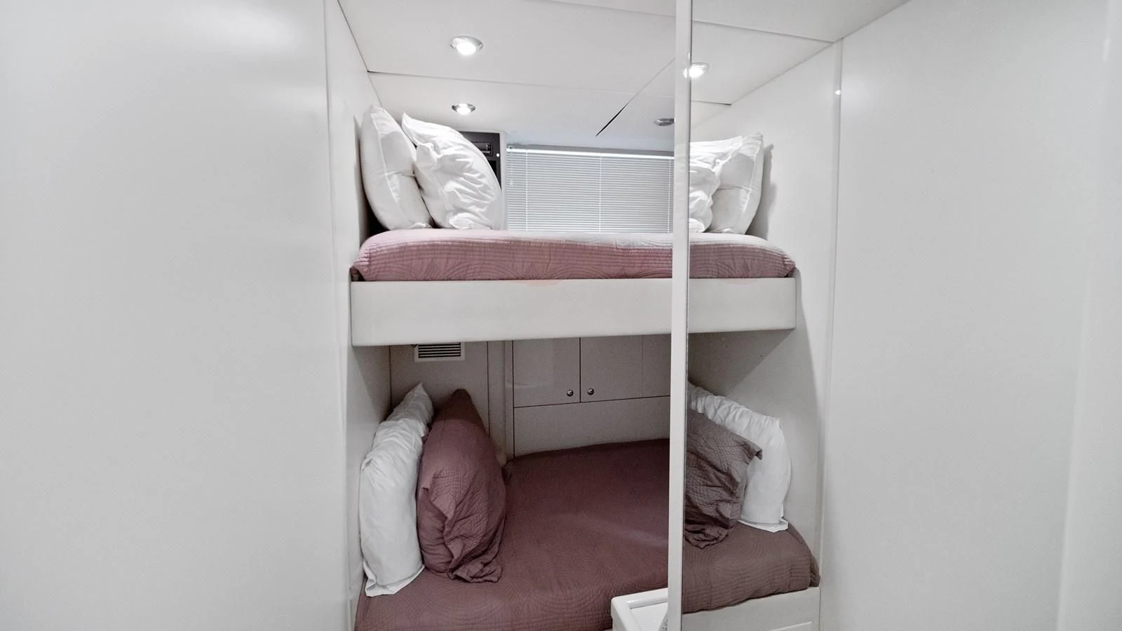 a person lying on a bed aboard DIABLO BLANCO Yacht for Sale