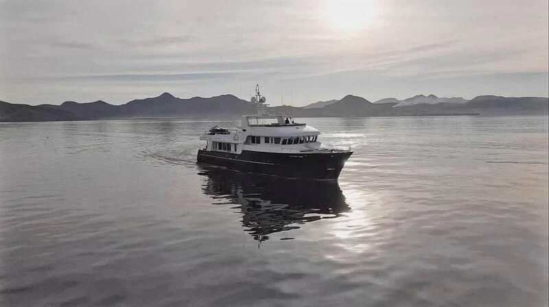 a boat in the water aboard SAMSARA Yacht for Sale